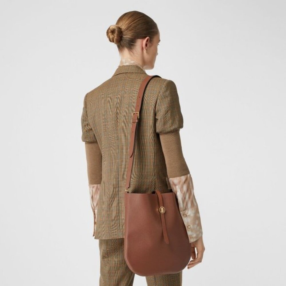 New Burberry Anne Grainy Leather Hobo Bag - Picture 3 of 14